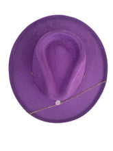 Charger l'image dans la galerie, Chapeau Bijou chaine dorée & Pierre de cristal FEDORA Violet foncé